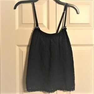 ABERCROMBIE & FITCH Small Navy Blue Camisole Lace Bows Adjustable Straps